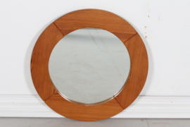 Danish Modern Brutalist style Round Wall Mirror Made of Pine in Denmark 1980's