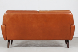 Danish Modern Two-Seat Sofa with Cognac-Colored Leather Made in Denmark Mid-century 1960s