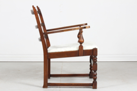 Danish Sculptural Handcrafted Lounge Chair of Solid Oak with New Sheepskin 1940s