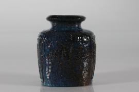 Artistic Vase by Danish Sejer Ceramic Studio Brutalist Style Pottery, Rustic with Blue Glaze 1970s. Danish Modern Ceramics.