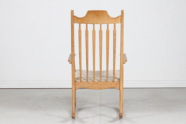 Razor Blade Henning Kjærnulf Rocking Chair by EG Møbler Solid Oak with New Sheepskin. Danish Modern.