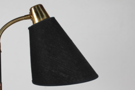 Pair of Scandinavian Adjustable Floor Lamps of Black Lacquer and Brass 1940s. Scandinavian Modern.