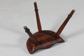 Antique Danish Sculptural Milking Stool Dark Wood 3-Legged, Mogens Lassen Style