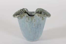 Arne Bang Art Deco Stoneware Vase model no. 179 with Dove Blue Glaze. Made at his Own Ceramic Workshop in Denmark 1930s-1940s