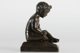 Just Andersen Figurine of Boy by Elna Borch Made of Disco Metal, Denmark 1940s