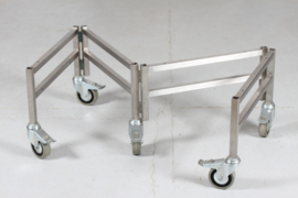 Danish Modern Custom Made Square Steel Coffee Table on Wheels Denmark 1980s