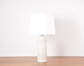 Bitossi Large Table Lamp White Glaze with Shade, Aldo Londi Attributed. Italian Modern Ceramic 1960s