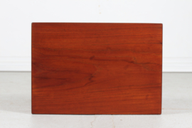 Severin Hansen Jr. Side Teak Table with Cane Shelf by Haslev Furniture Denmark, 1960s. Mid-century Modern.