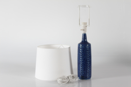 Danish Artistic Palshus Tall Cobalt Blue Table Lamp 1960s with New Lampshade, Mid-century Modern.