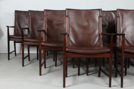 Kai Lyngfeldt Larsen set of 14 Danish Modern Conference Chairs of Rosewood and Leather Upholstery Denmark 1960