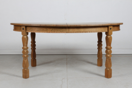 SOLD - 1970s Danish Oval Extendable Dining Table of Oak in Henning  Kjærnulf Style, Mid-century Modern Brutalist
