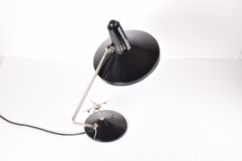 Rare 1960s Hala Zeist Desk Table Lamp Black Lacquer with Mobile Chrome Airplane