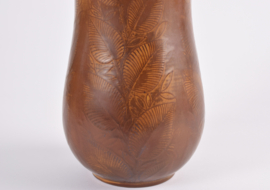 Rare Nils Thorsson for Royal Copenhagen "Løvspring" Vase Ochre Brown, Danish Ceramic, 1940s