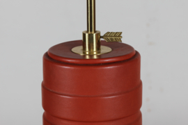 Scandinavian Modern 1960s Large Adjustable Table or Floor Lamp Red-brown Leather. Mid-century Lightning