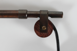 Paavo Tynell Style Adjustable Wall Light of Brass with String Lamp Shade, Vintage Scandinavian Design 1930s