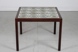 Danish Modern Square Coffee Table of Dark Wood with Royal Copenhagen Tiles, 1960s