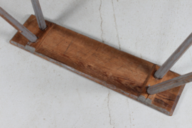 High Antique Swedish Bench of Solid Pine, Partly with Grey Paint which gives is Patina, Mid 19th Century
