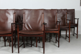 Kai Lyngfeldt Larsen set of 14 Danish Modern Conference Chairs of Rosewood and Leather Upholstery Denmark 1960