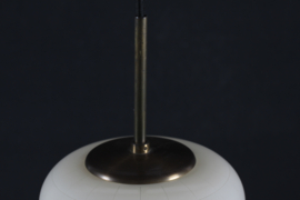 Rare Bent Karlby China Pendant with Stripes Made of Opaline Glass by Lyfa 1960s Danish Modern Lightning
