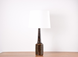 Danish Palshus Tall Table Lamp Brown Glaze with Shade, Midcentury Ceramic 1960s