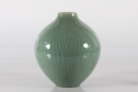 Large Nils Thorsson Unique  Fine Art Vase for Royal Copenhagen Dusty Green 1950s Danish Modern Ceramic