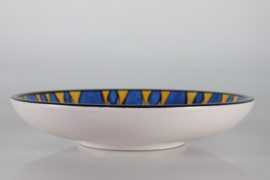 Large Søholm Ceramic Low Bowl/Dish with Graphic Pattern in Bright Colors, 1960s Denmark