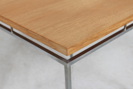 Vintage Knud Joos Side Table of Oak and Steel with Floating Table Top by Jason Møbler Denmark. Danish Furniture Design.