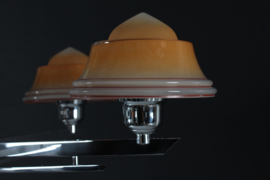 Art Deco Chandelier 5-armed with Handmade Shades by Fog & Mørup Denmark 1940s
