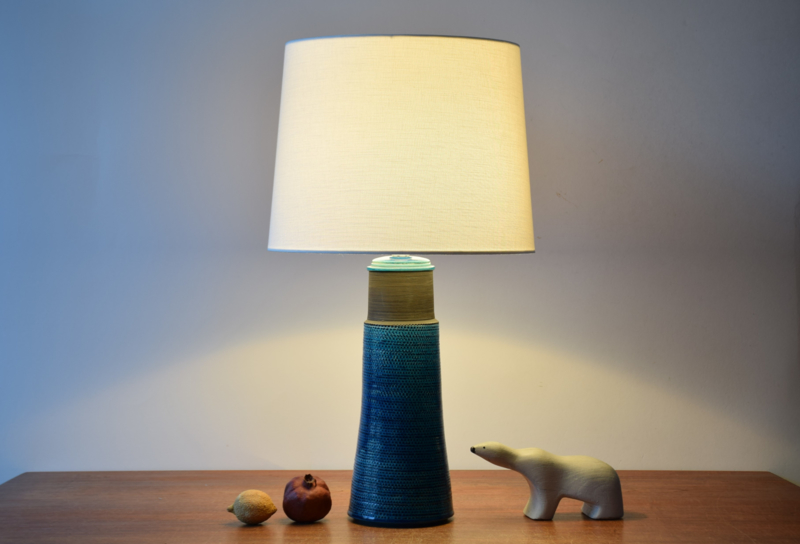 Nils Kähler Very Tall Table Lamp Brown with Turquoise Blue Glaze Danish Mid-century Ceramic Lighting // PRICE UPON REQUEST