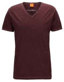 Regular-fit T-shirt van dyed-katoen Donkerrood