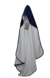 Baby Hooded Towel / White-French Navy