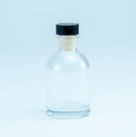 Luxe flesje Transparant - Zwarte Dop 50ml