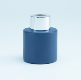 Parfumflesje Cylinder Marineblauw met zilveren schroefdop - 50ml