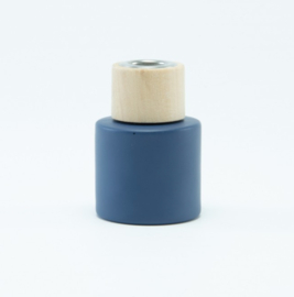 Parfumflesje Cylinder Marineblauw met houten schroefdop - 50ml