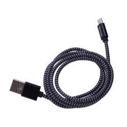 Tekmee data/oplaadkabel nylon 2A 1mtr Micro USB - Zwart