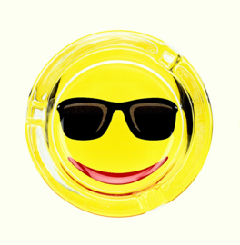 Asbak glas Smiley: 3,5 cm Ø 8,5cm  Zonnebril
