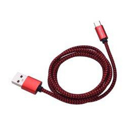 Tekmee data/oplaadkabel nylon 2A 1mtr Micro USB - Rood