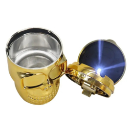 Champ Asbak Skull met ledlamp goud