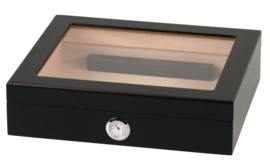 Humidor zwart met glas 6,5x26x22 cm