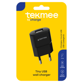 Tekmee unversele USB oplader 1A - Zwart