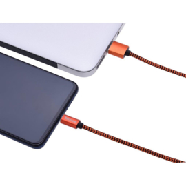 Tekmee data/oplaadkabel nylon 2A 1mtr Micro USB - Blauw