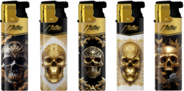 Aansteker met turbo vlam Skull reliëf