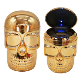 Champ Asbak Skull met ledlamp goud