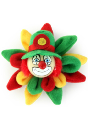 Broche clown op bloem rood geel groen