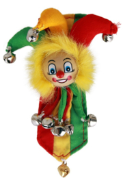 Broche clown met belletjes op banner