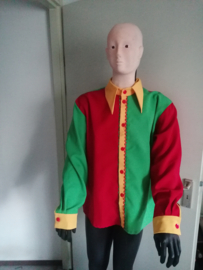 Carnavals Blouse rood geel groen Maat L/XL