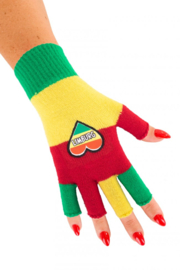 Handschoenen  vingerloos rood geel groen met  embleem hartje  limburg