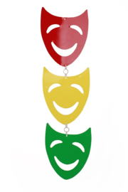 Hangmaskers  rood geel groen