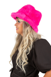 Pluche vissers hoed Roze