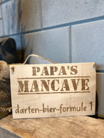 Tekstbordje Papa's mancave Darten etc